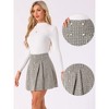 INSPIRE CHIC Women's Plaid Tweed Elegant High Waist A-Line Button Front Mini Skirt - 2 of 4