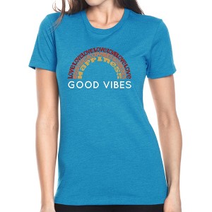 LA Pop Art Women's Premium Blend Word Art T-shirt - Good Vibes - 1 of 4