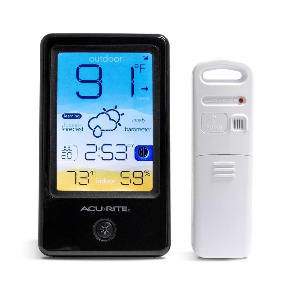 AcuRite Color Weather Station with Indoor/Outdoor Temperature and Humidity: Wireless Thermometer & Clock, Black