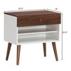 Costway Nightstand End Side Table Drawer Storage Shelf Mid-Century Rubber Wood Leg - image 2 of 4