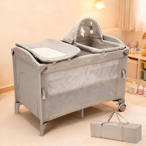 5-in-1 Pack and Play, Baby Bedside Sleeper with Bassinet, Portable Crib, Diaper Changer, Playard and Hanging Toy - 1 of 4