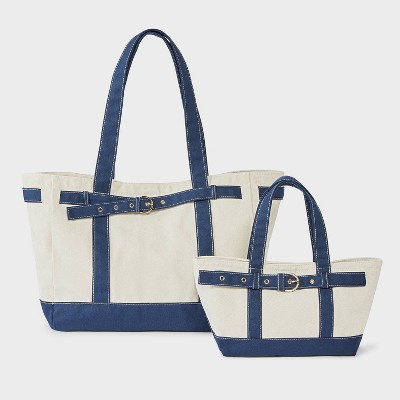 Universal Thread Canvas Large Belted Tote Bag - Universal Thread™ Blue — фото 6