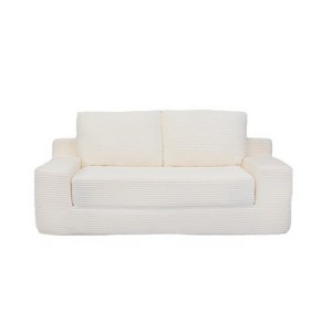 TiramisuBest Modern Small Corduroy Loveseat Sofa Bed, Deep Seat Couch with Pillows & Reversible Cushions,White - 1 of 4
