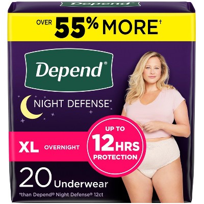 Depend Night Defense Adult Incontinence Underwear for Women - Overnight Absorbency - Blush