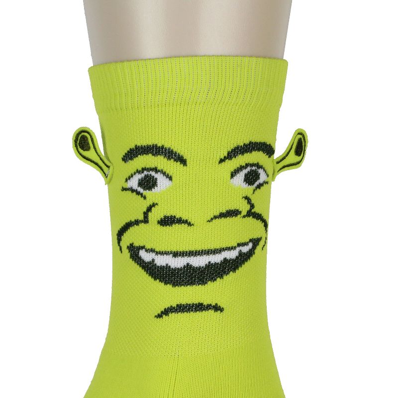 Bioworld Shrek Big Face 3D Ears Character Design Individual Toes Crew Socks Green, 2 of 7