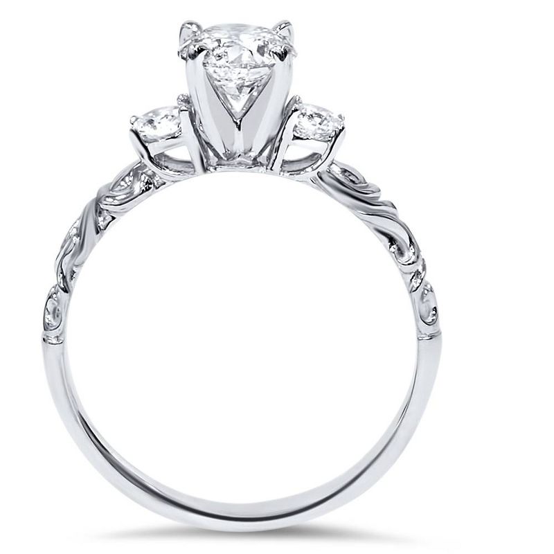 Pompeii3 3/4ct Vintage 3 Stone Diamond Engagement Ring 14K White Gold - Size 7, 2 of 6