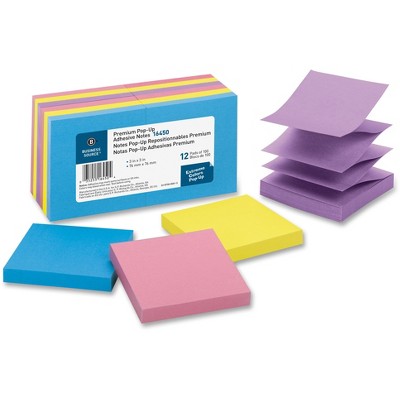 Business Source Pop-up Adhesive Note Pads 3"x3" 100 Sh 12/PK AST Extreme 16450