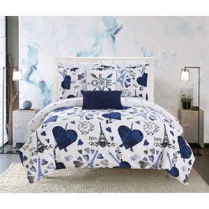 Chic Home Design Full 9pc Marais Bed In A Bag Comforter Set Navy, Blue