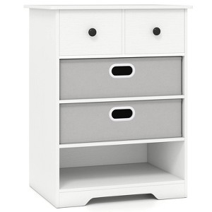 Costway 4-Drawer Dresser Modern Chest Storage Organizer with Open Shelves Anti-Tip Kits White/Black - 1 of 4