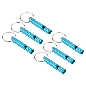 Unique Bargains Aluminum Alloy Camping Hunting Outdoor Survival Signal Whistles with Keychains 6 Pcs - 1 of 4