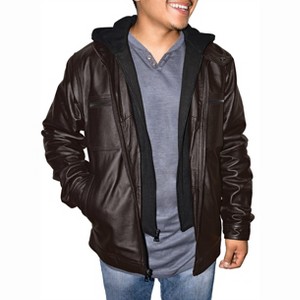 Victory Outfitters Men's Genuine Leather Hooded Racing Jacket - 1 of 1