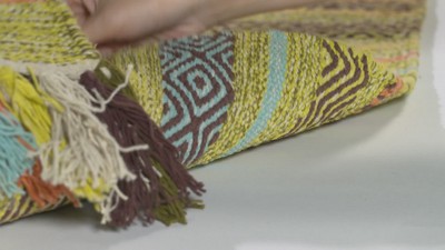 Montauk Black and Multi Striped 6' x 6' Wool Cotton Area Rug