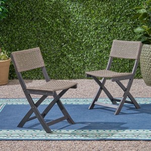 PAGED Foldable Outdoor Dining Chairs Set of 2 Wicker Patio Chairs with Woven Seat for Poolside, Garden, Backyard - 1 of 4
