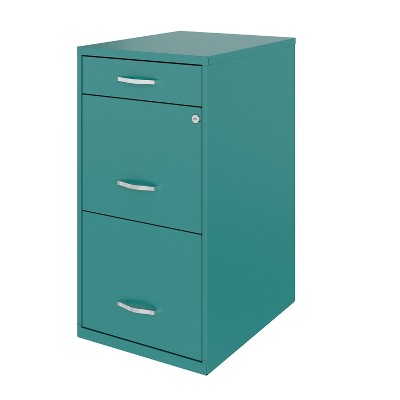 Turquoise Blue 3-Drawer Legal Size Lockable Pedestal File Cabinet