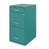 Space Solutions 18in Deep 3 Drawer Mobile Metal File Cabinet Teal