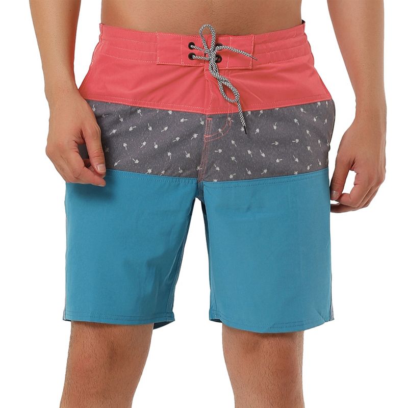 Lars Amadeus Men's Color Block Adjustable Comfortable Summer Shorts, 1 of 7