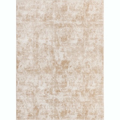 Sand and Ivory Rectangular 9' x 12' Synthetic Area Rug
