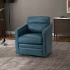 Eulalia 28.74''Wooden Upholstery Wide Genuine Leather Swivel Chair with Swivel Metal Base and  Squared Arms | ARTFUL LIVING DESIGN - 2 of 4