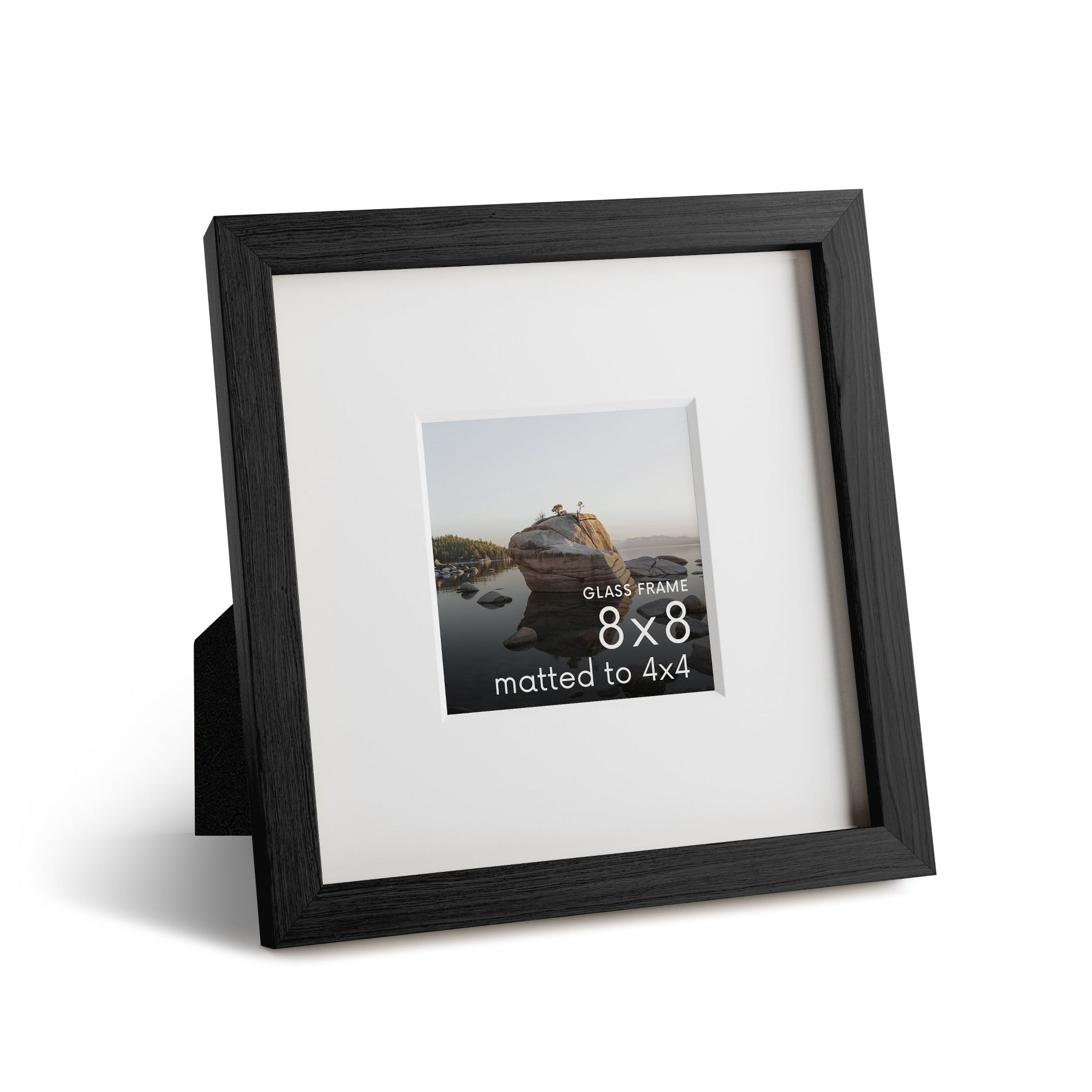Haus and Hues Oak Picture Frame with Glass, Black, 8x8