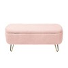 Zeus & Ruta Modern Upholstered Storage Ottoman Bench for End of Bed Gold Legs - 2 of 4