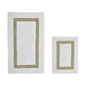Hotel 2 PC Bath Rug 100% Premium Cotton Tufted Weave Two Tone Reversible Bathroom Rug, Super Soft Absorbent, Machine Washable Bath Mat - 1 of 4
