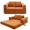Modern Chenille Fold-Out Sofa Bed with Removable Backrest, Convertible Floor Couch - 2 of 4