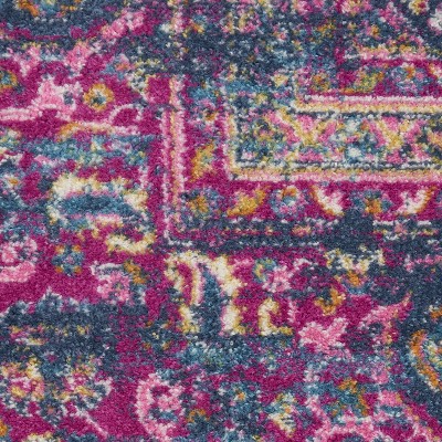 Floral Blue Synthetic 12' x 15' Easy-Care Rectangular Rug