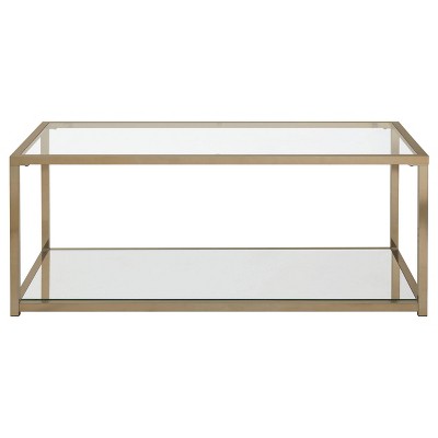 Rectangular Gold Metal and Glass Coffee Table