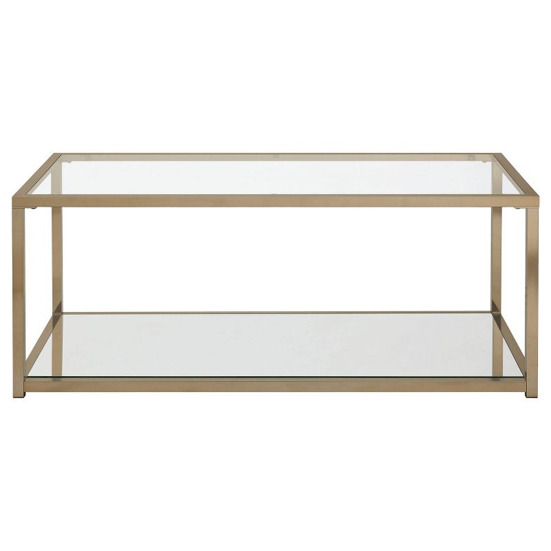 Cora Coffee Table with Glass Top and Mirror Shelf Brass - Coaster, 4 of 6