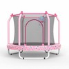 APRILSOUL Pink 55inch Trampoline for Kids Indoor and Outdoor, Small Toddler Trampoline with Basketball Hoop - 2 of 4