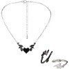 Evil Eye Bat Wing Necklace - Gothic Heart Pendant, Punk Style Jewelry - 3 of 3