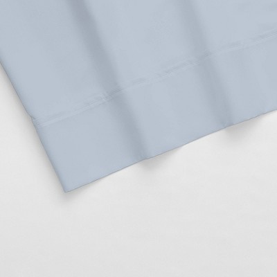 Light Blue Cotton Standard Pillowcase Set with Sateen Weave