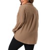 Agnes Orinda Women's Plus Size Waffle Knit Shacket Pocket Loose Long Sleeve Button Down Shirts - 4 of 4