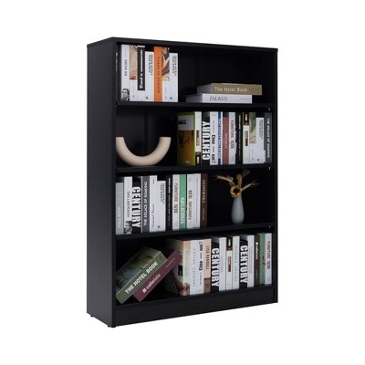 Infurnic Decorative Bookshelf, Tall Modern Wood Bookshelf with Four Shelves, for Living Room or Library Bookcase, Black, 11.6"*33"*48"
