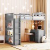NicBex Twin Size Bunk Bed with Desk Loft Bed Pine Bed Frame with Shelves, Drawers, Ladder and Full Length Guardrails, No Box Spring Required - 2 of 4