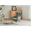 LOVMOR Upholstered Teddy Velvet Rocking Chair & Accent Chair with High Backrest, for Nursery Bedroom, Living Room, Green - 2 of 4