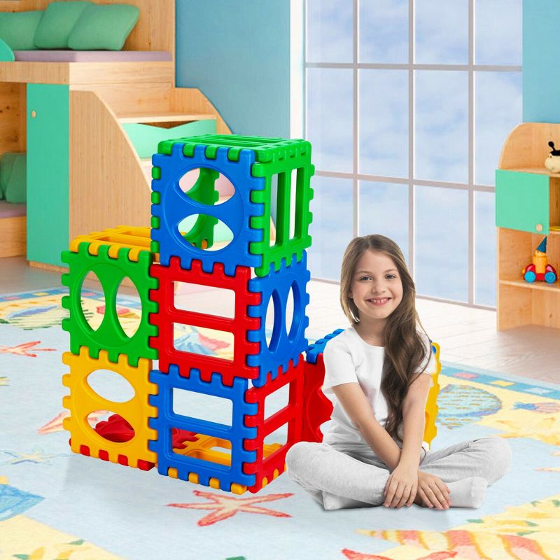 Costway 32 Pieces Big Waffle Block Set Kids Educational Stacking Building Toy, 2 of 11