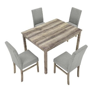 5-Piece Dining Table Set For 4, Modern Rectangular Kitchen Table With 4 Upholstered Chairs, Table Chairs Set For Kitchen Dining Room - 1 of 4