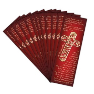 Dickson's Behind His Humble Manger Stood A Waiting, Rugged Cross - A Christmas Cross - Red/Gold 2.63 x 6.25 Inch Paper Place Holder Bookmark; Package - 1 of 1