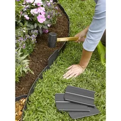 Gardeners Supply Company Easy No-Dig Landscape Edging Kit | Pound In Landscape Edging Kit Outdoor Interlocking Garden Fencing | Made With Weatherproof High Impact Plastic - 12" Tall, 20' Long