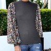 Anna-Kaci Women's Sequin Puffed Long Sleeve Mock Neck Pullover - image 3 of 4