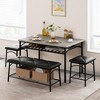 Industrial Dining Table Set for 4 with Upholstered Chairs and Bench, Kitchen Table with Storage Rack, Heavy Duty Metal Frame for Dining Room - 3 of 4