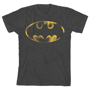 Batman Shadow Logo Boy's Charcoal Heather T-shirt - 1 of 1