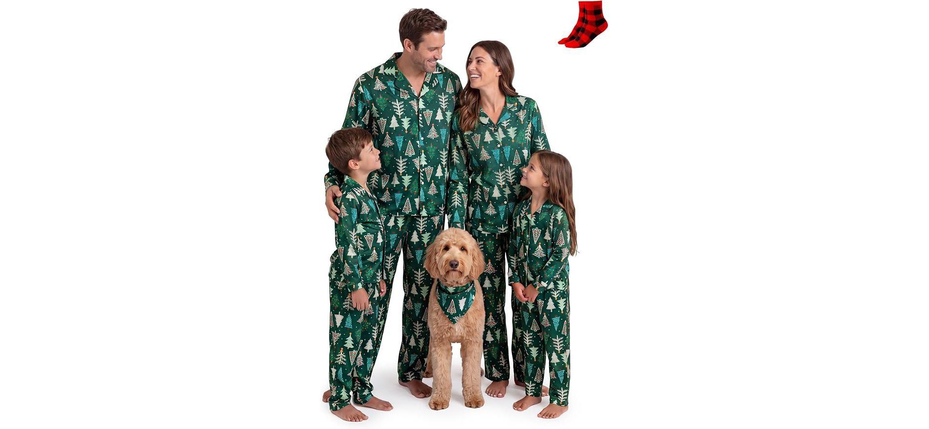 PATPAT Button Down Christmas Pajamas, Button Up Pjs for Family Christmas Party Long Sleeve Lounge Sets