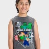 Boys' Minecraft Mineral Wash Graphic Tank Top - Dark Gray - 2 of 4