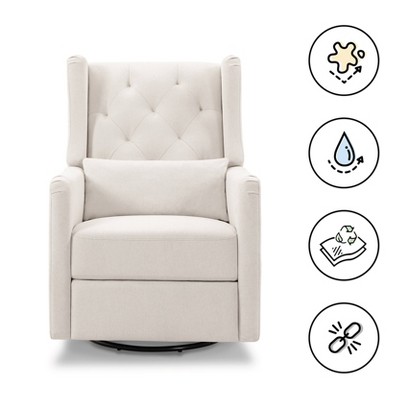 Cream Eco-Weave Swivel Recliner with Tufted Back