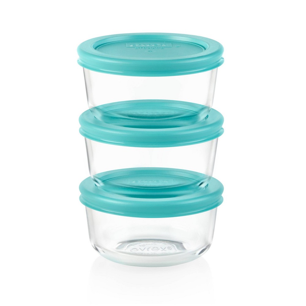 Pyrex 1 Cup 3 Pack Round Food Storage Container Set - Green