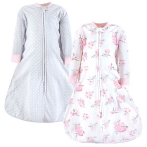 Hudson Baby Infant Girl Long-Sleeve Fleece Sleeping Bag, Basic Pink Floral - 1 of 4