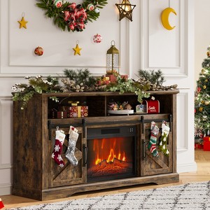Farmhouse Fireplace TV Stand, 60" Electric Fireplace TV Console with Electric Fireplace & Sliding Barn Door, Entertainment Center for Living Room - 1 of 4