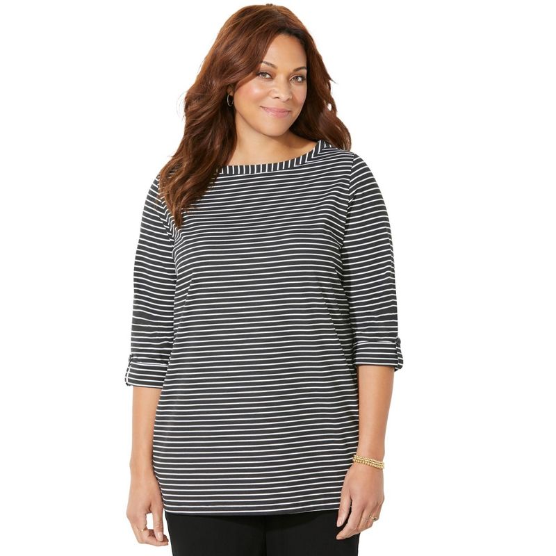 Catherines Women's Plus Size Suprema® Boatneck Tunic Top, 1 of 2